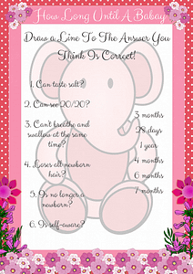 Printable Pink Elephant How Long Until Baby