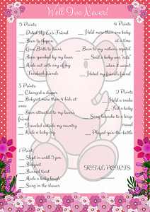 Pink Elephant Printable Well I've Never! Baby Game