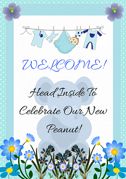 Blue Elephant Welcome Banner Decoration