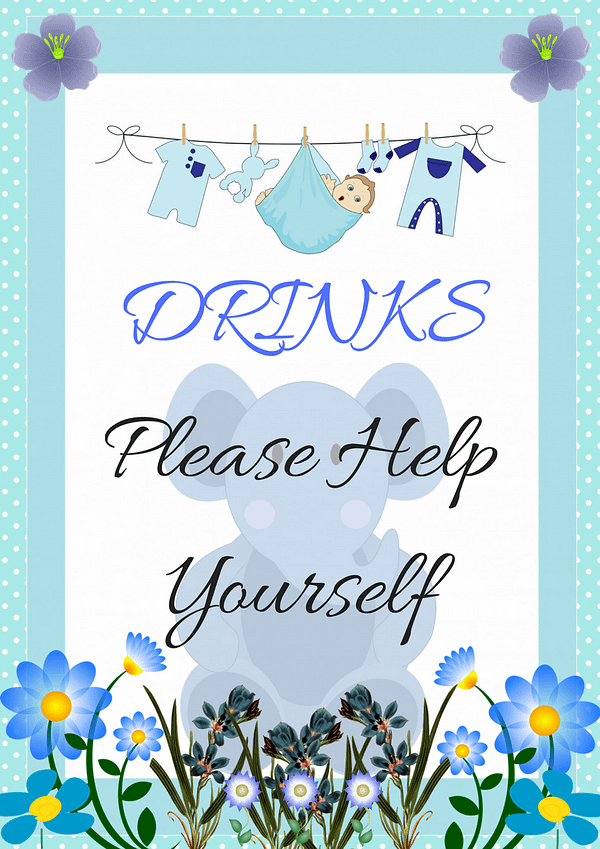Blue Elephant Drink Please help Yourself Decorative Sign