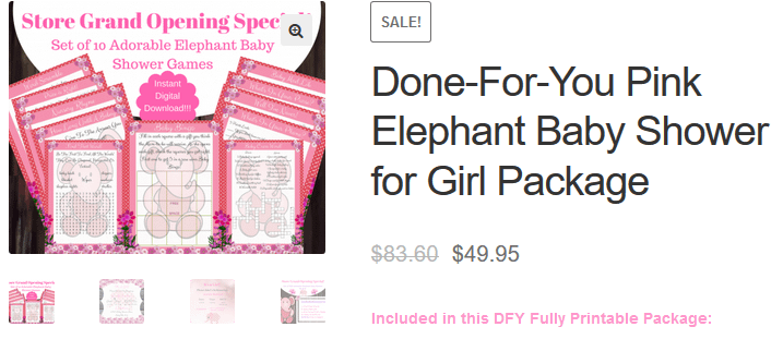 Done For You Pink Elephant Baby Shower Package