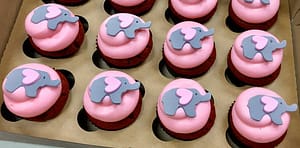 Pink Elephant Baby Shower Cupcakes
