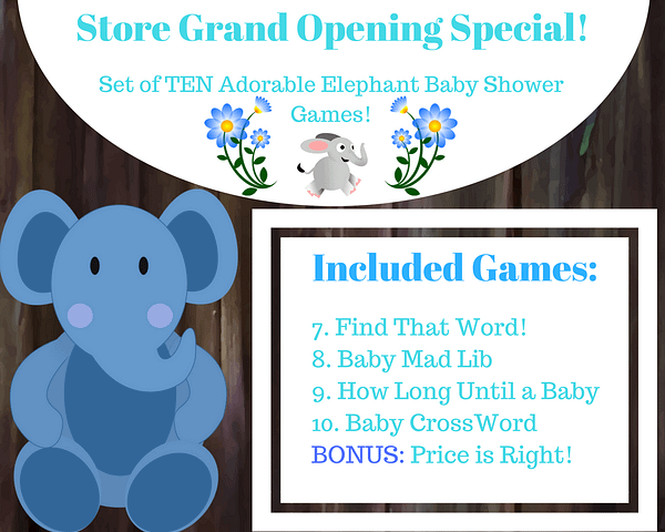 Included Blue Elephant Baby Games 7 11