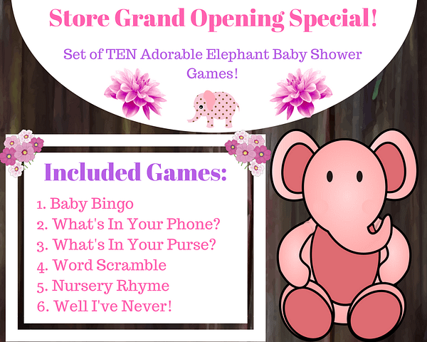 Included PINK Elephant Baby Games 1 6
